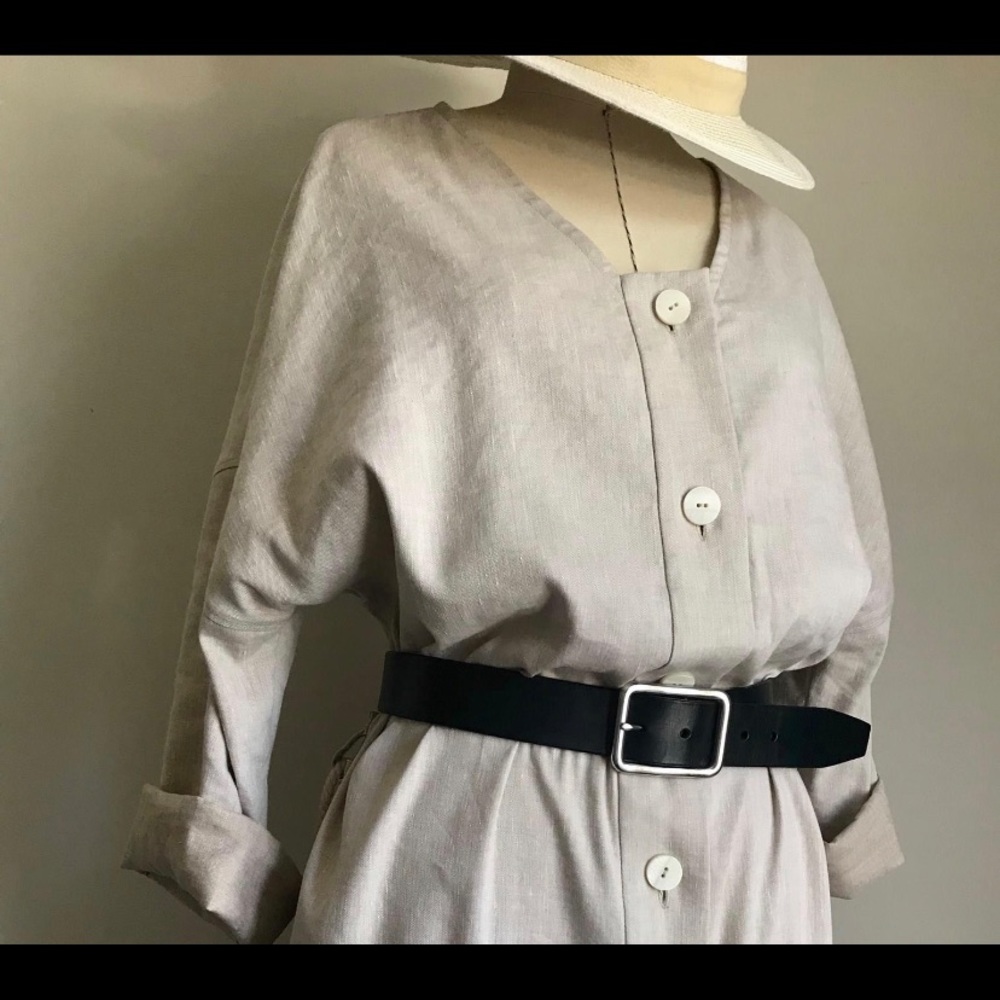 100% Linen maxi robe dress, handcrafted, caftan like